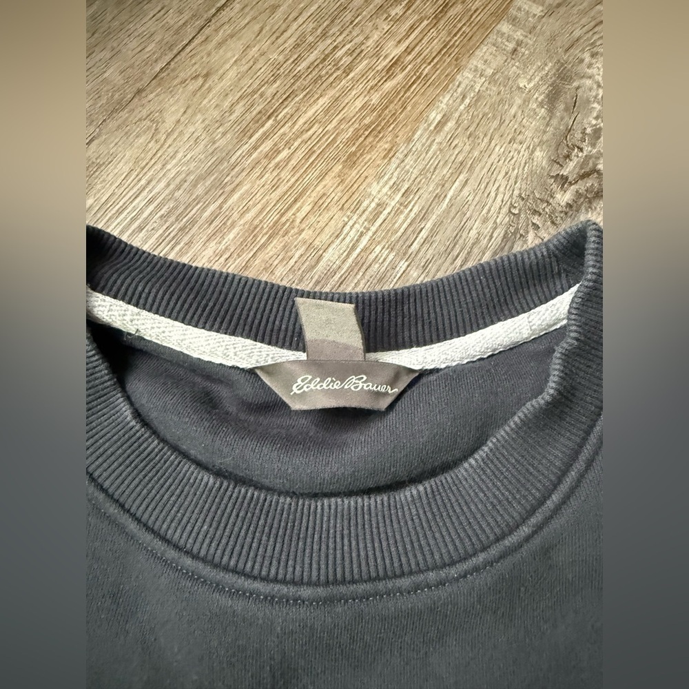 VTG EDDIE BAUER Crewneck Sweatshirt Pullover Navy Blue Size L - Picture 6 of 8